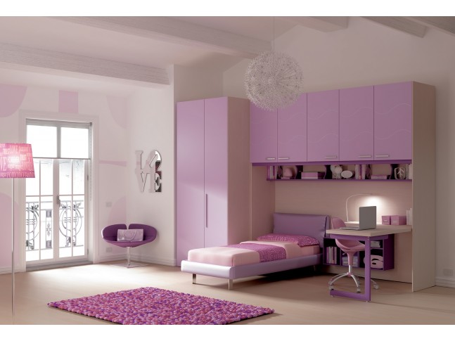 Chambre enfant PERSONNALISABLE KP28 lit simple rembourré - MORETTI COMPACT