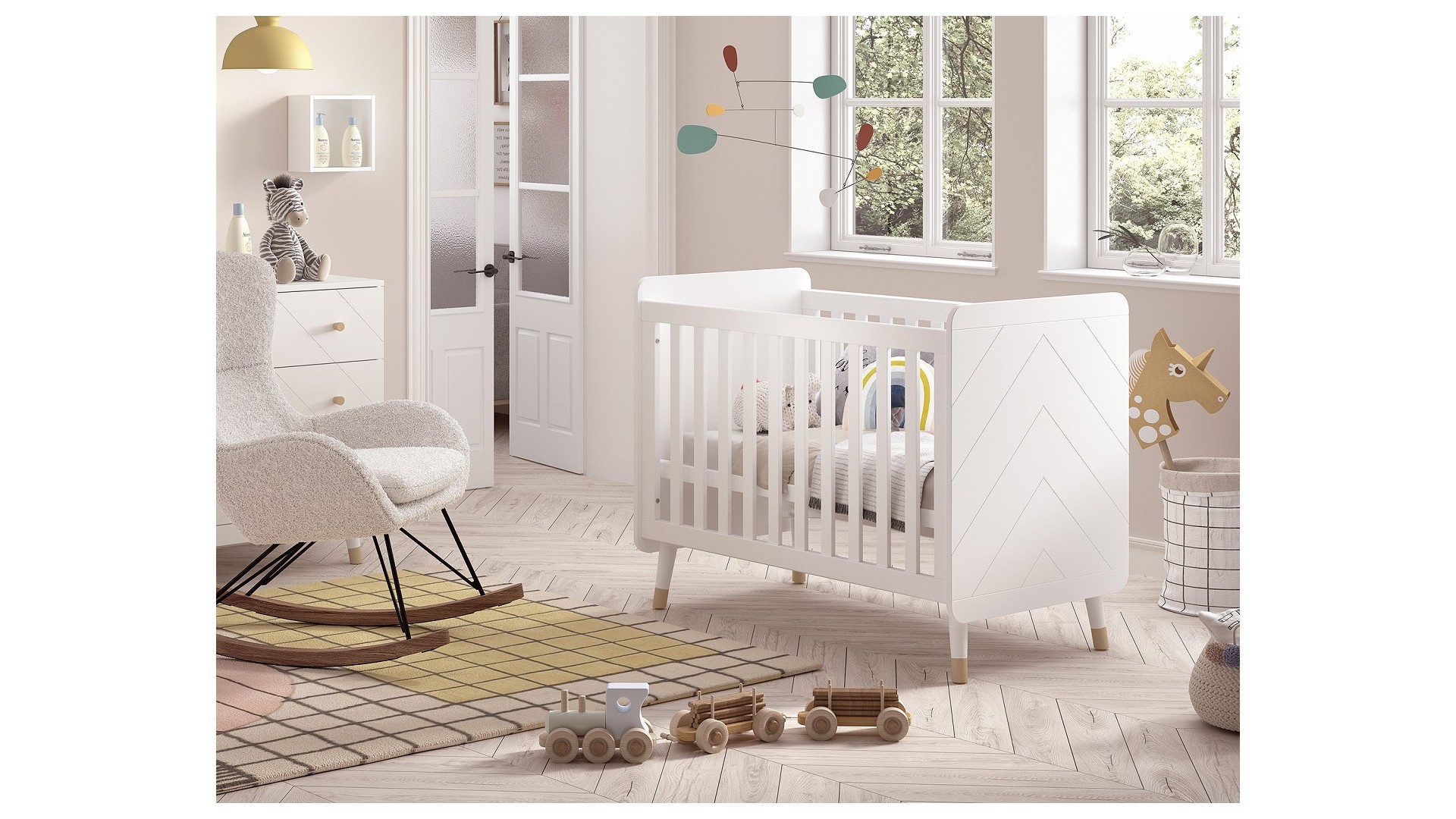 Lit de bébé LILLY 60x120 cm blanc avec pieds dorés - SONUIT