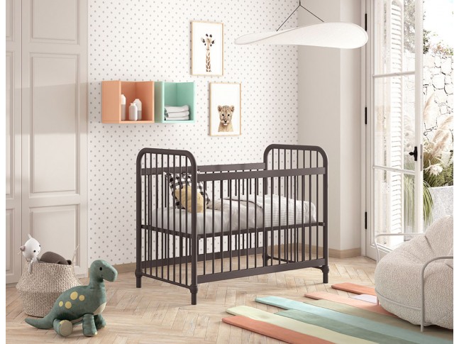 Lit bébé MANHATTAN 60x120 cm métal laqué noir mat - SONUIT