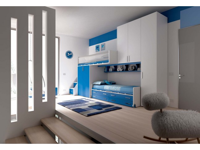 Chambre enfant PERSONNALISABLE KS12 lits superposés en mezzanine - MORETTI COMPACT