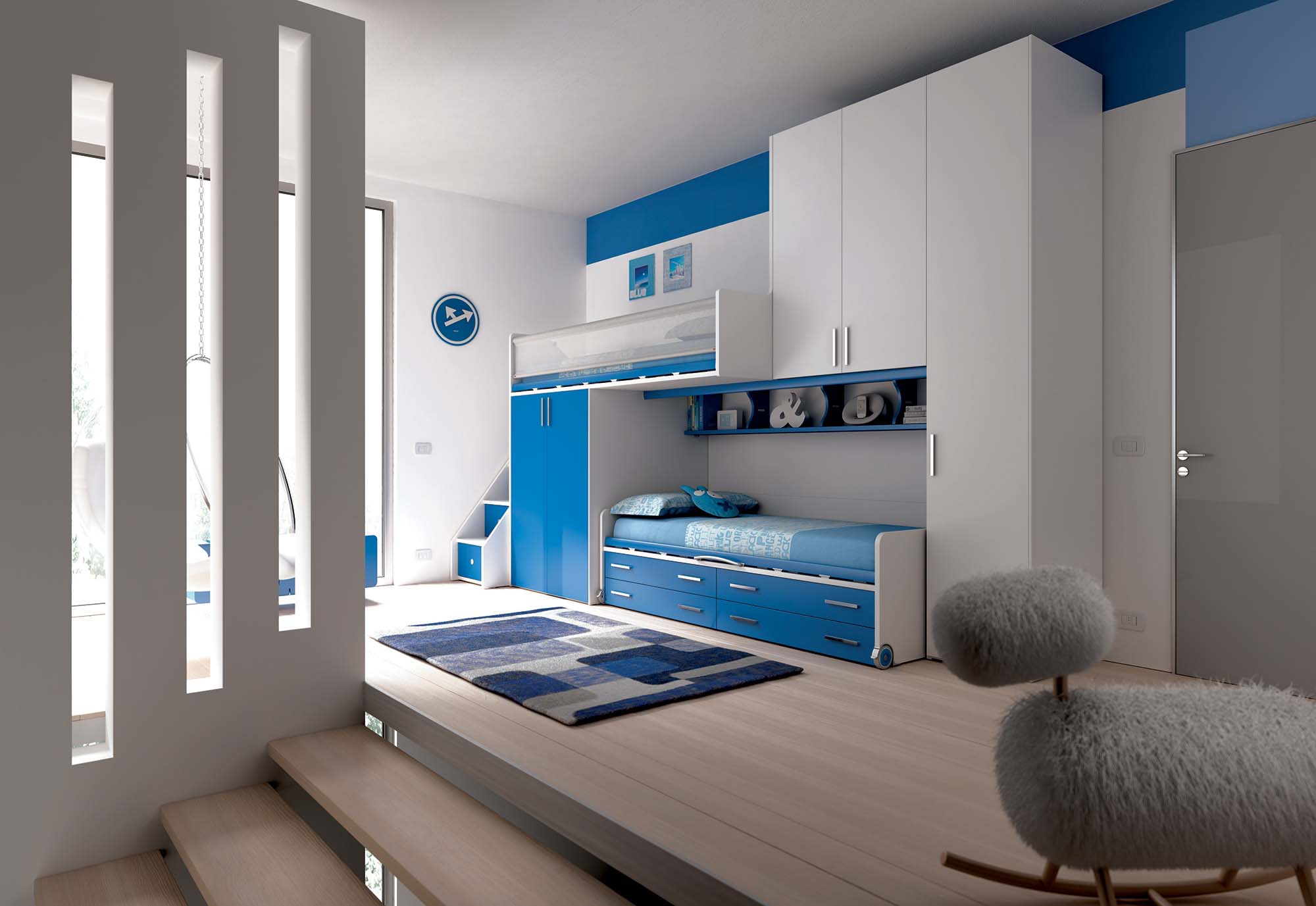 Chambre enfant complète avec lits superposés MORETTI