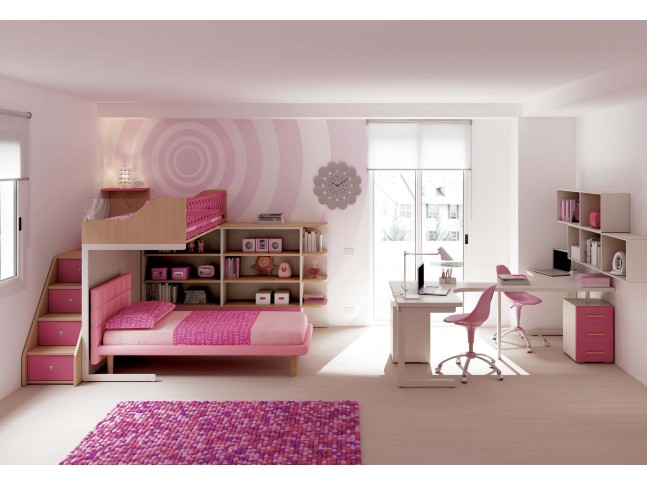 Chambre enfant PERSONNALISABLE KS13 lits superposés en mezzanine - MORETTI COMPACT