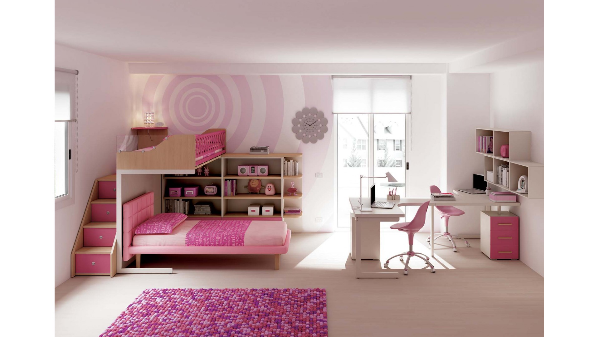Chambre enfant PERSONNALISABLE KS13 lits superposés en mezzanine - MORETTI COMPACT