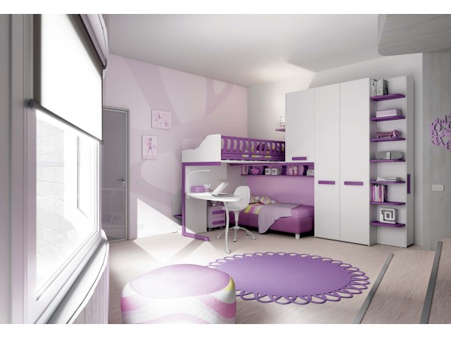 Chambre enfant PERSONNALISABLE KS14 lits superposés en mezzanine - MORETTI COMPACT