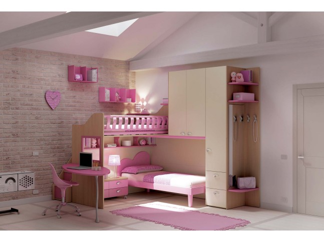 Chambre enfant PERSONNALISABLE KS16 lits superposés en mezzanine - MORETTI COMPACT