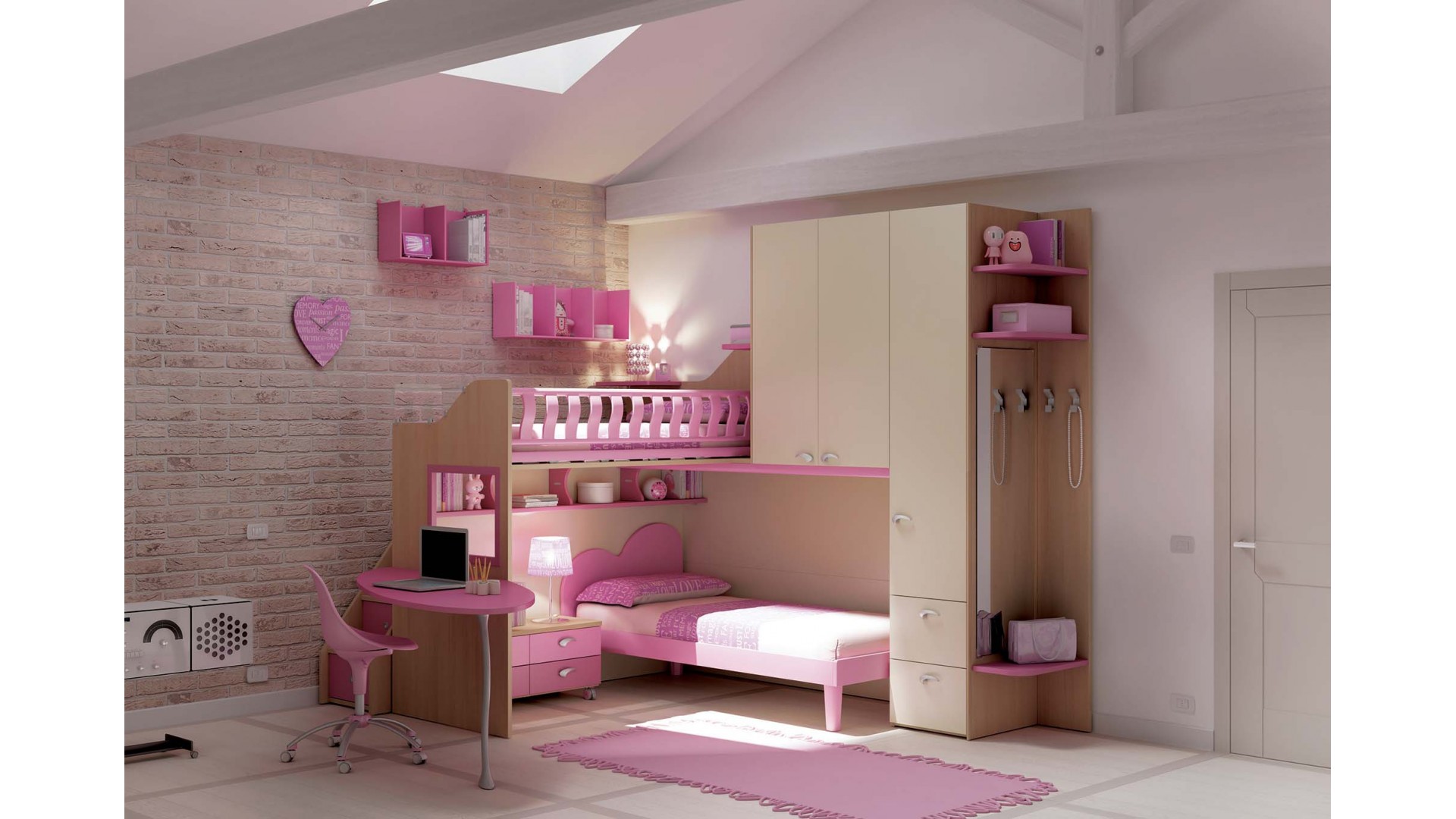 Chambre enfant PERSONNALISABLE KS16 lits superposés en mezzanine - MORETTI COMPACT