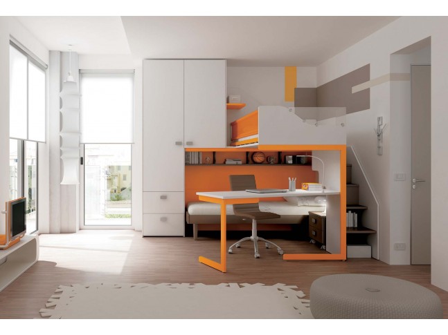 Chambre enfant PERSONNALISABLE KS19 lits superposés en mezzanine - MORETTI COMPACT