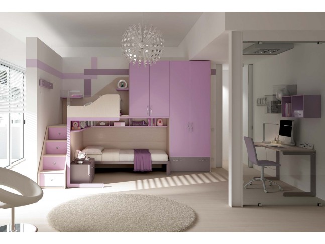 Chambre enfant PERSONNALISABLE KS21 lits superposés en mezzanine - MORETTI COMPACT