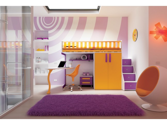 Chambre enfant PERSONNALISABLE KS23 lit mezzanine ultra compact - MORETTI COMPACT