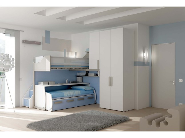 Chambre enfant PERSONNALISABLE KS24 lits superposés en mezzanine - MORETTI COMPACT