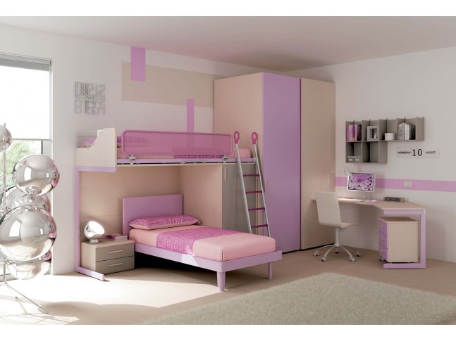 Chambre enfant PERSONNALISABLE KS28 lits superposés en mezzanine - MORETTI COMPACT