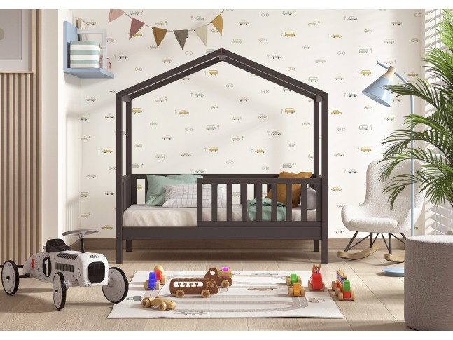 Lit enfant cabane NICE anthracite 70x140 cm - SONUIT
