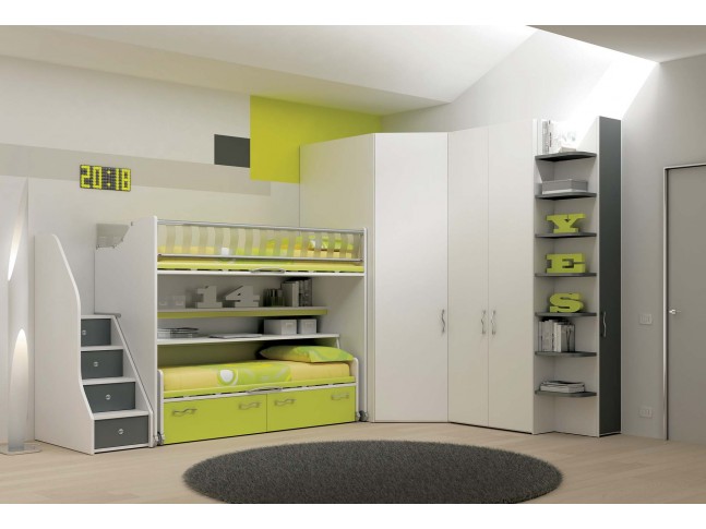 Chambre enfant PERSONNALISABLE KS32 lits superposés ultra-compact - MORETTI COMPACT