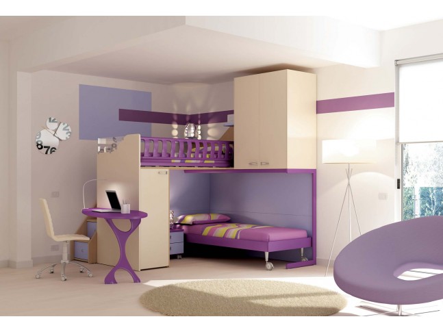 Chambre enfant PERSONNALISABLE KS34 lits superposés en mezzanine - MORETTI COMPACT