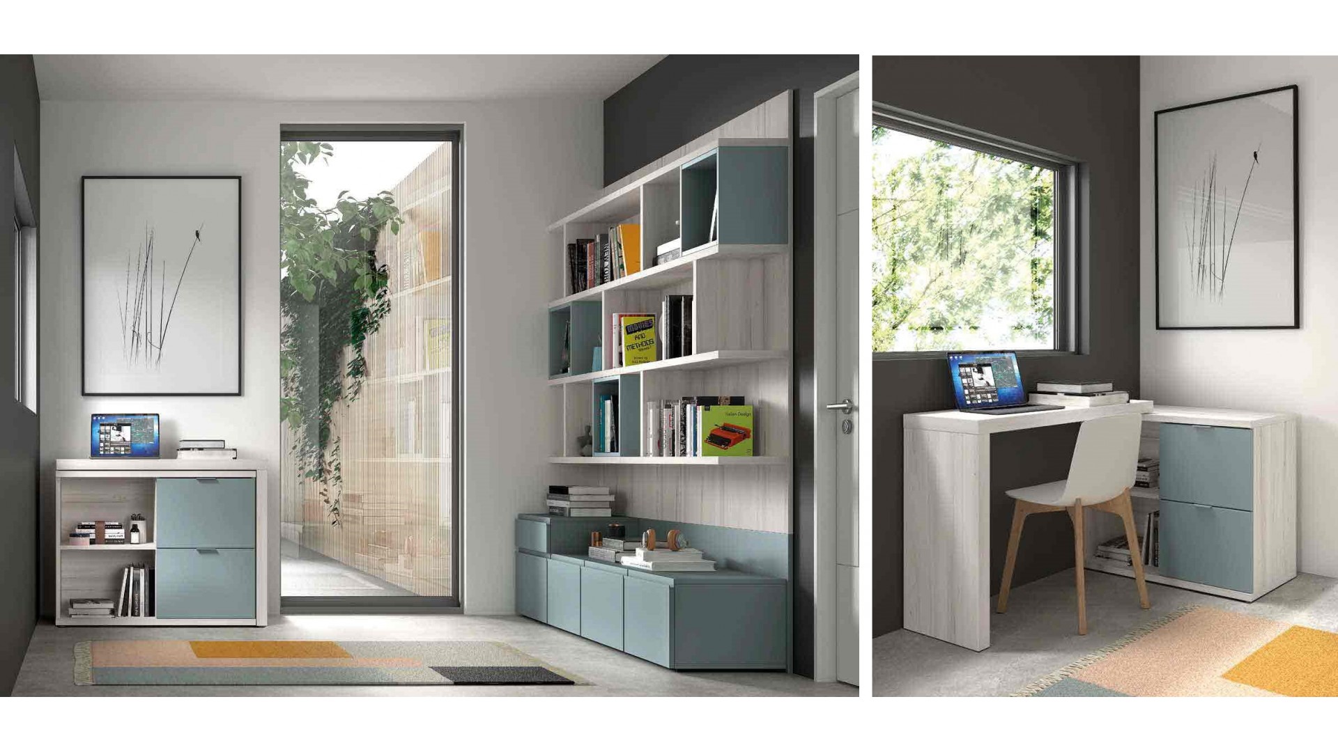 Bibliothèque avec bureau pivotant / rabattable F803 - GLICERIO EVOLUTION