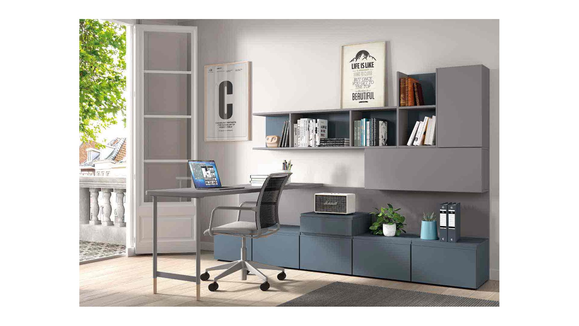 Bibliothèque avec bureau F805 - GLICERIO EVOLUTION