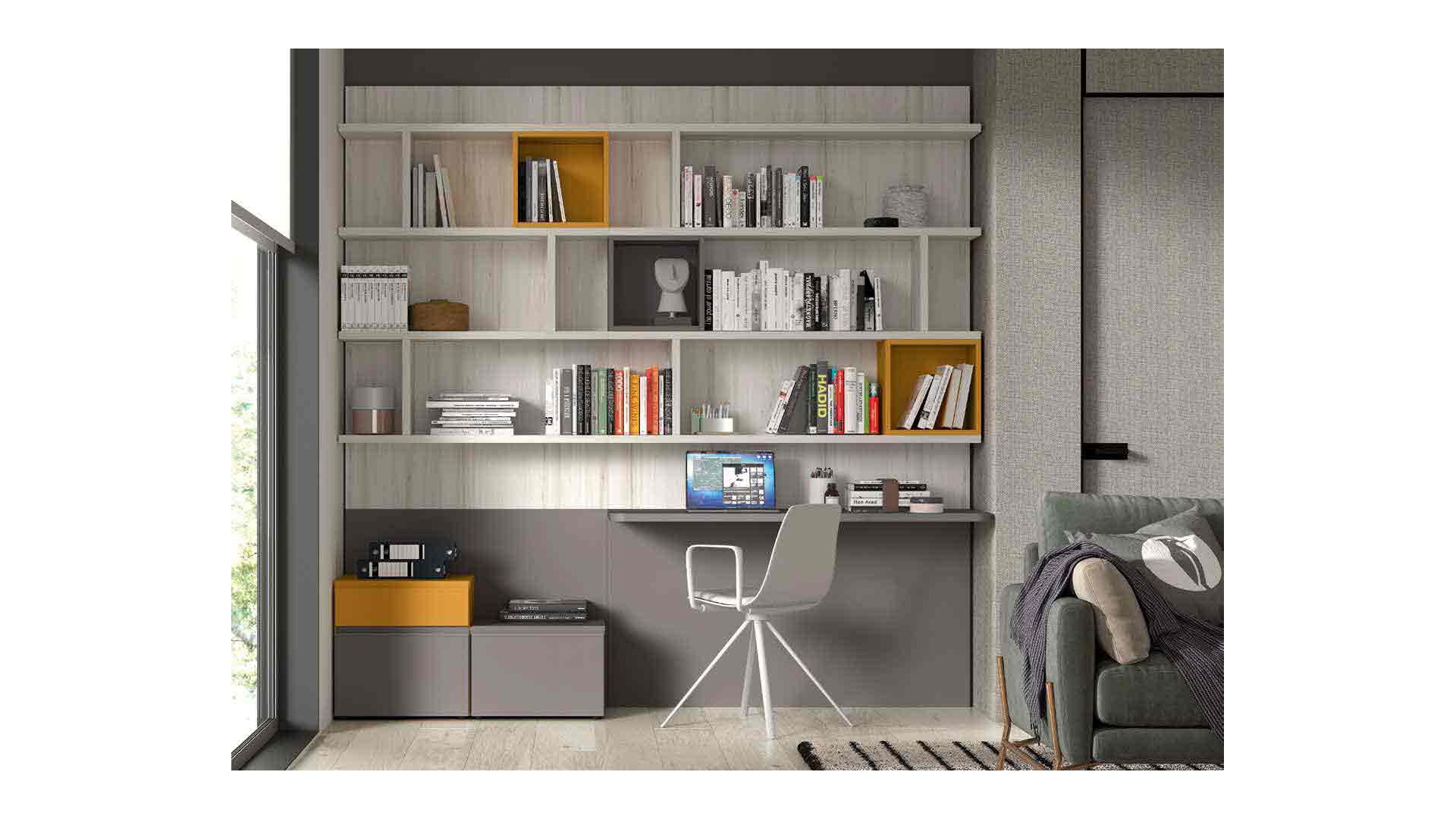 Bibliothèque avec bureau suspendu F806 - GLICERIO EVOLUTION