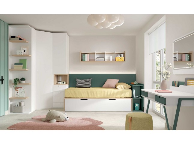 Chambre enfant moderne avec lit gigogne PERSONNALISABLE AD050 - GLICERIO ADVANCE