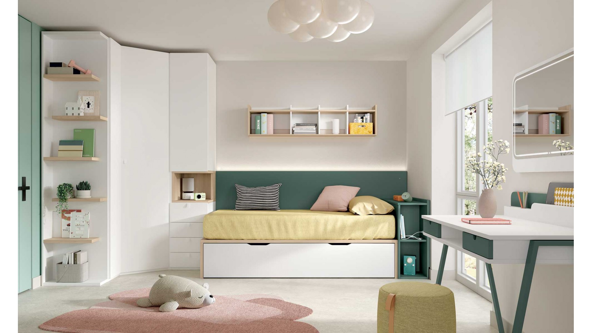 Chambre enfant moderne avec lit gigogne PERSONNALISABLE AD050 - GLICERIO ADVANCE