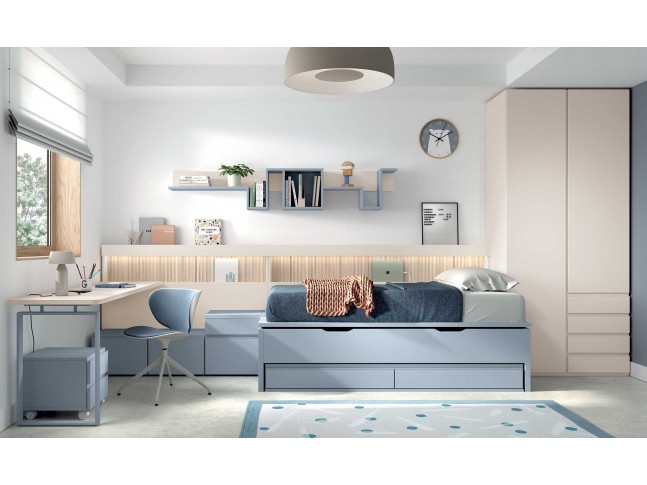 Lit avec tiroirs et lit gigogne chambre PERSONNALISABLE AD054 - GLICERIO ADVANCE