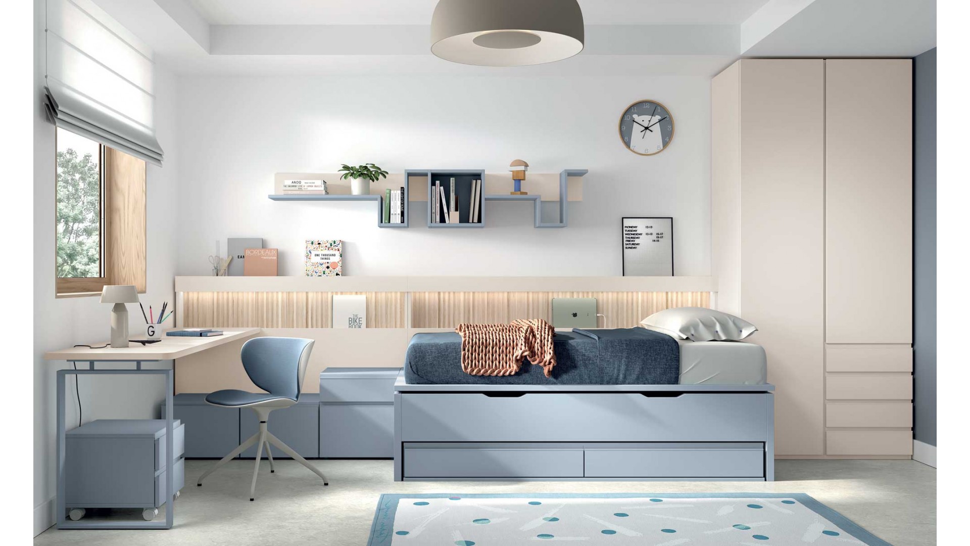 Lit avec tiroirs et lit gigogne chambre PERSONNALISABLE AD054 - GLICERIO ADVANCE