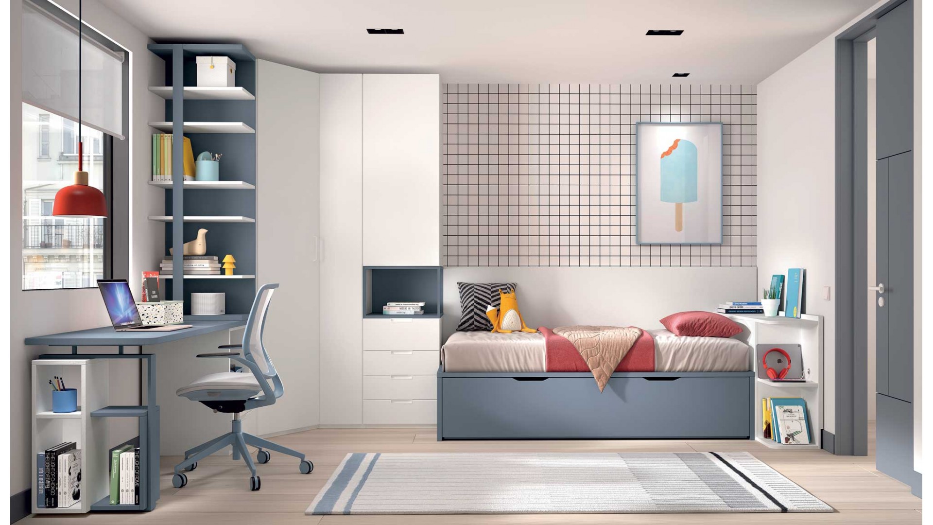 Chambre avec lit gigogne PERSONNALISABLE AD056 - GLICERIO ADVANCE