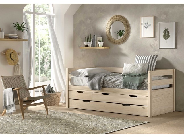 Lit surélevé avec rangement CHLOE couchage 90x200 cm - SONUIT