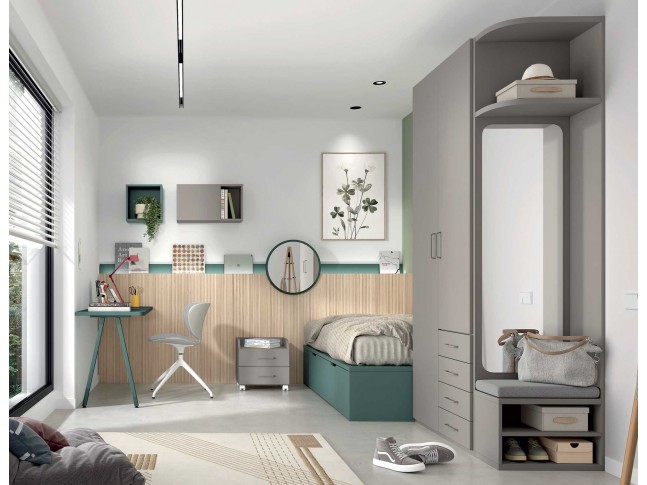 Chambre avec lit simple 90x190 cm transformable en lit double 180x190 cm PERSONNALISABLE AD061 - GLICERIO ADVANCE