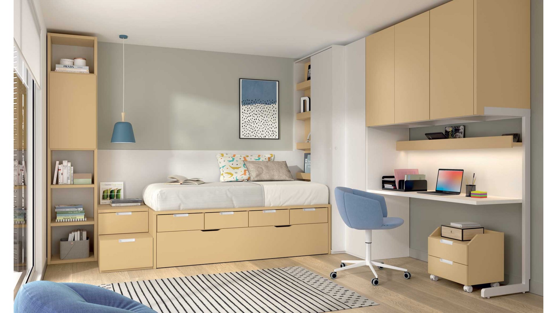 Chambre avec lit gigogne PERSONNALISABLE AD062 - GLICERIO ADVANCE