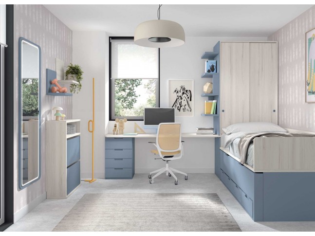 Lit avec tiroirs et lit gigogne chambre PERSONNALISABLE AD064 - GLICERIO ADVANCE