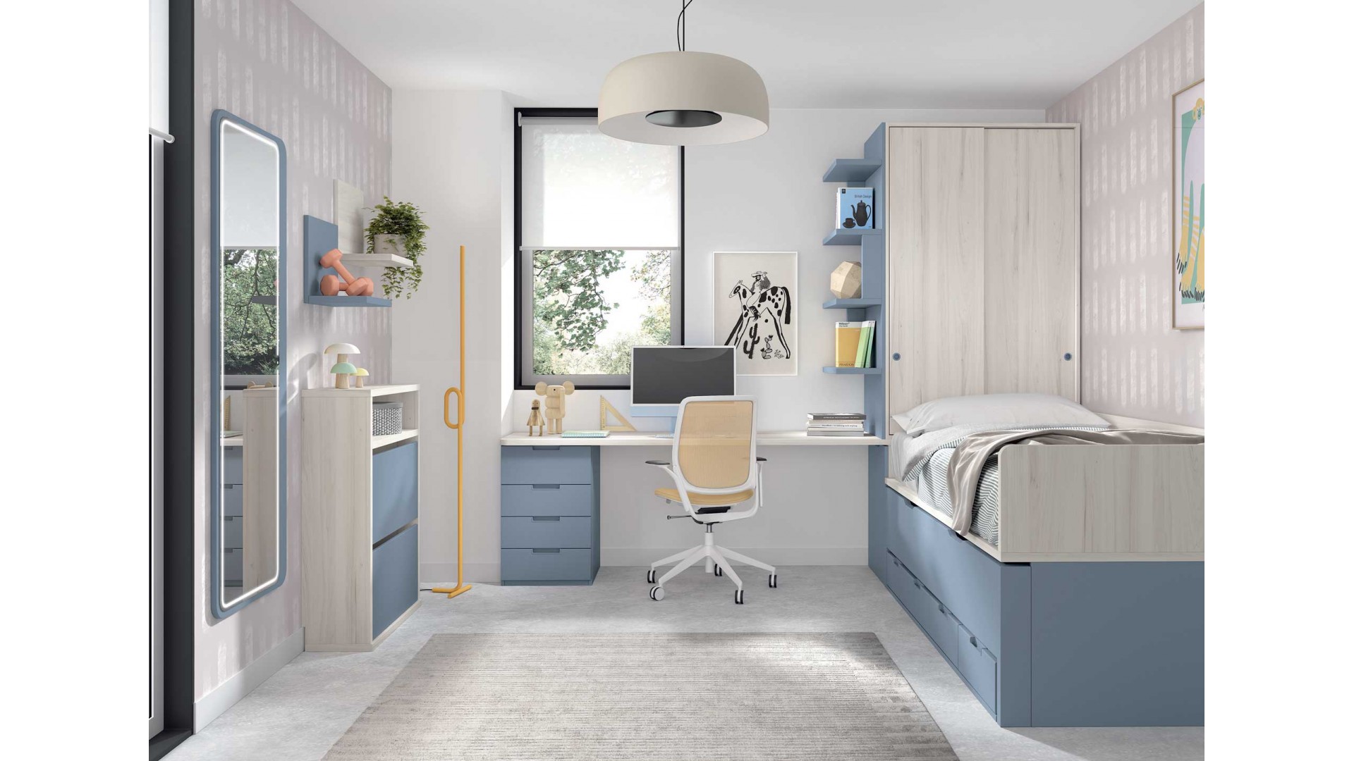 Lit avec tiroirs et lit gigogne chambre PERSONNALISABLE AD064 - GLICERIO ADVANCE