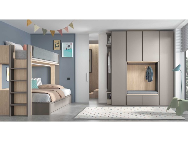 Lit superposé double 3 couchages chambre PERSONNALISABLE AD065 - GLICERIO ADVANCE