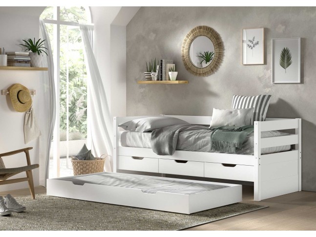 Lit surélevé avec rangement CHLOE couchage 90x200 cm - SONUIT