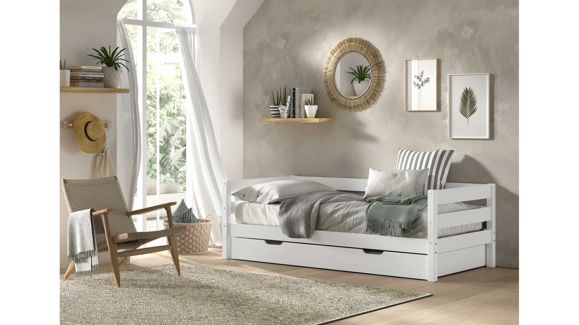 Lit banquette avec lit gigogne CHLOE couchage 90x200 cm - SONUIT