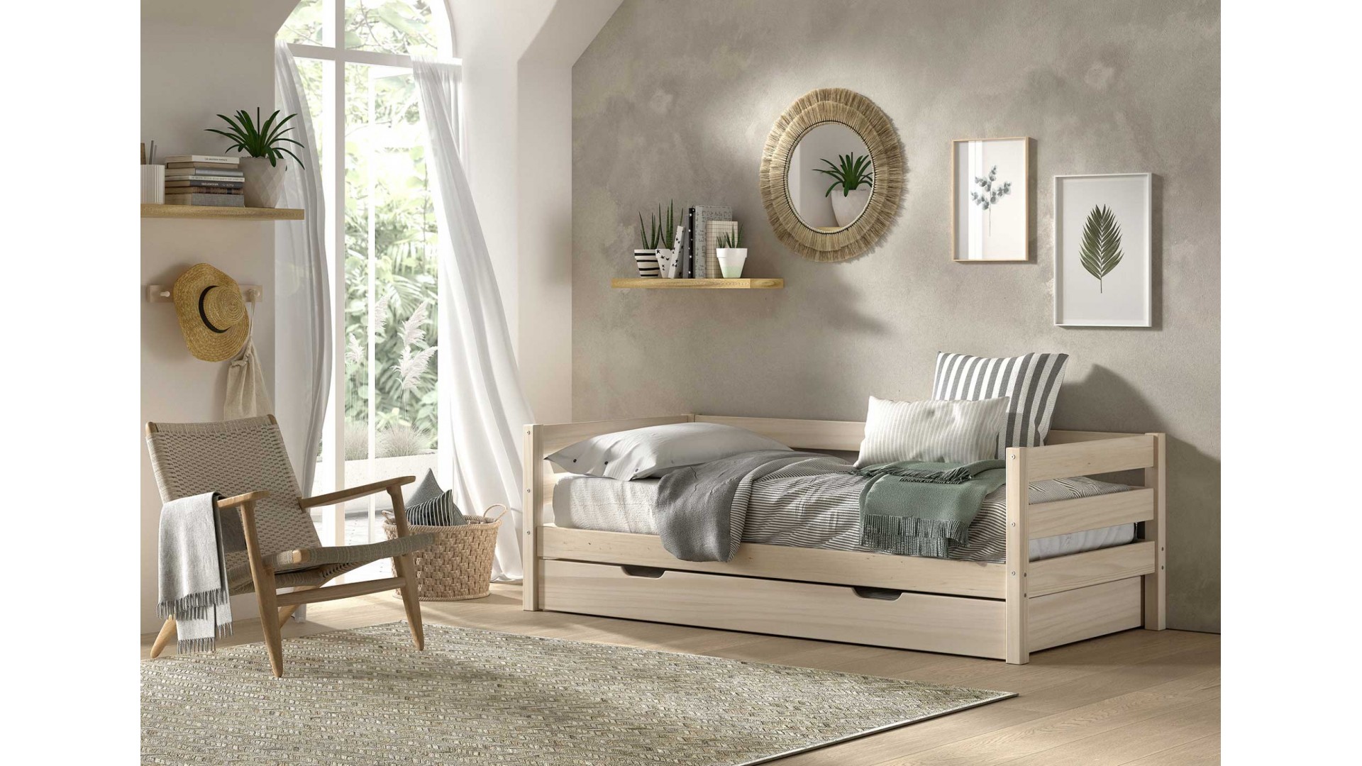 Lit banquette avec lit gigogne CHLOE couchage 90x200 cm - SONUIT