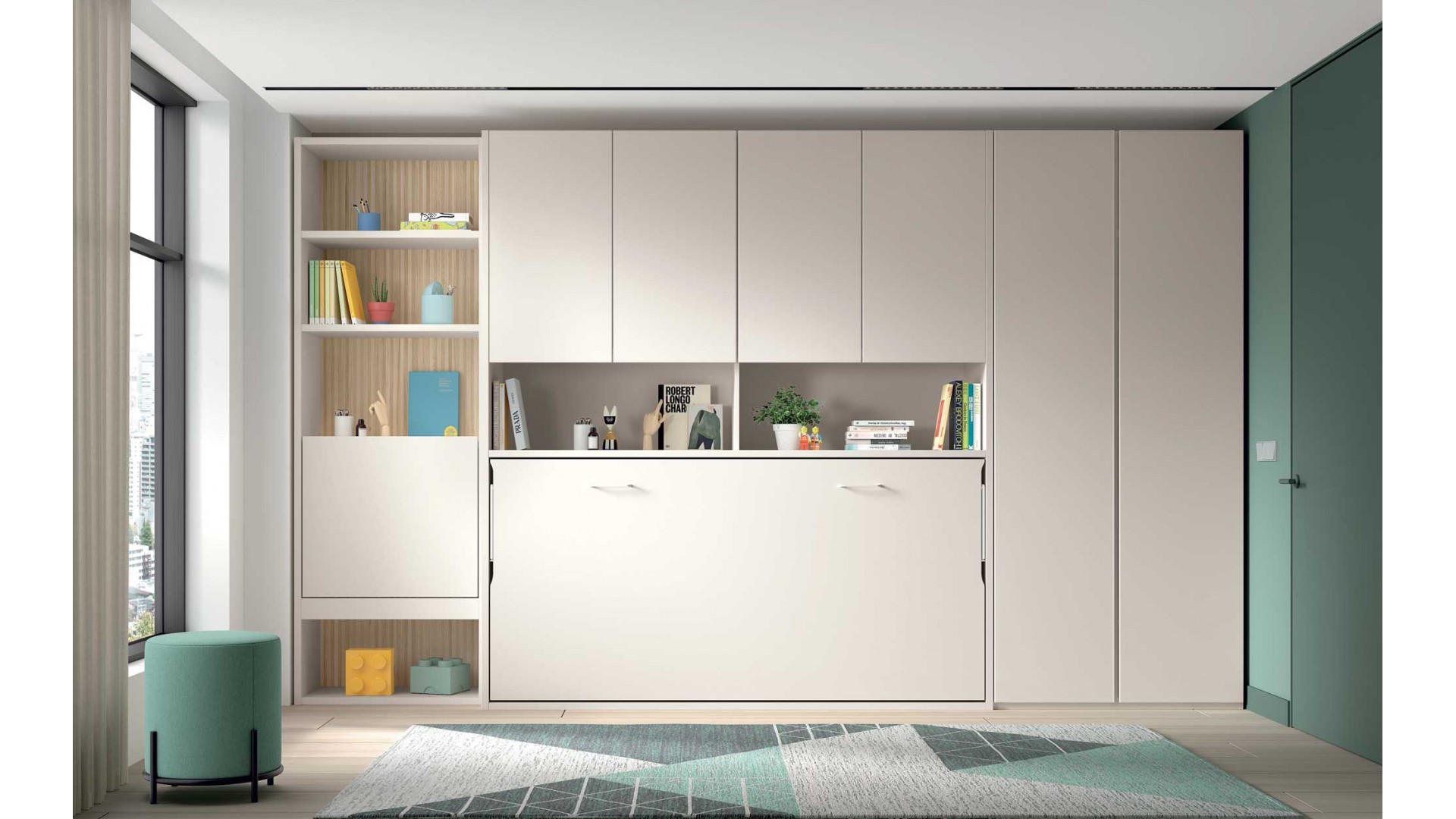 Chambre compacte avec lit escamotable et bureau escamotable PERSONNALISABLE AD067 - GLICERIO ADVANCE