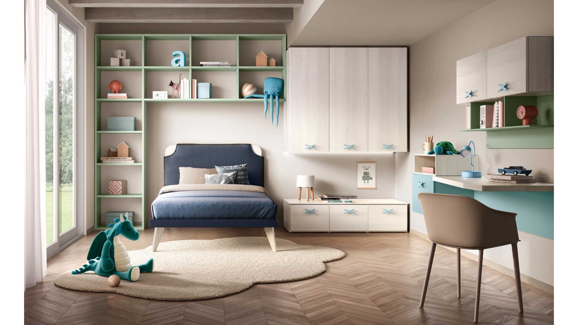 Lit enfant original - Chambre enfant PERSONNALISABLE K102 - MORETTI COMPACT