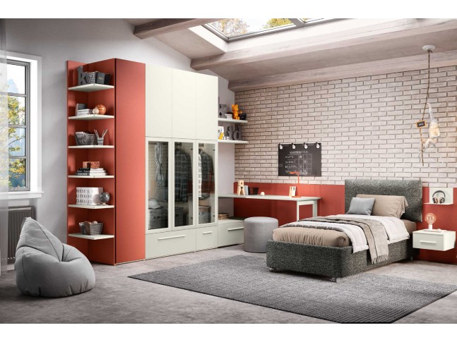 Lit enfant tapissé 90x200 cm - Chambre enfant PERSONNALISABLE K108 - MORETTI COMPACT