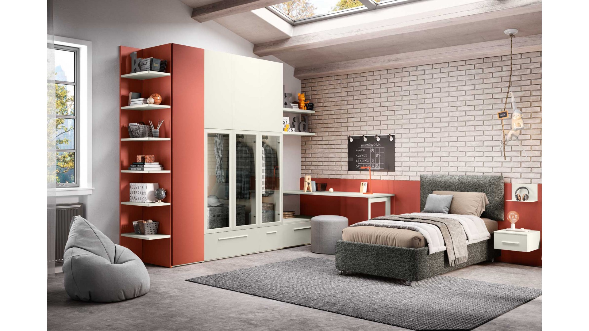 Lit enfant tapissé 90x200 cm - Chambre enfant PERSONNALISABLE K108 - MORETTI COMPACT