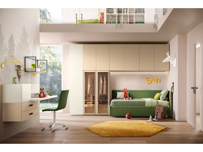 Lit canapé coffre avec sommier relevable intégré - Chambre enfant PERSONNALISABLE K111 - MORETTI COMPACT