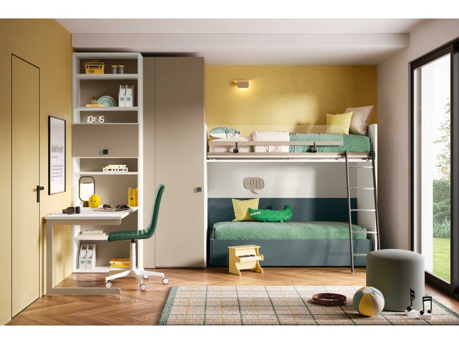 Lit superposé multifonction avec rangement PERSONNALISABLE K114 - MORETTI COMPACT