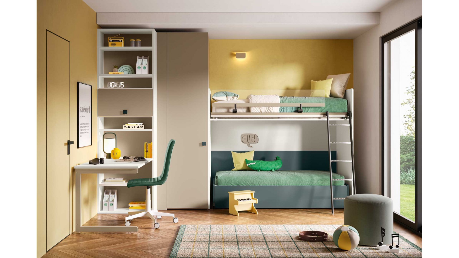 Lit superposé multifonction avec rangement PERSONNALISABLE K114 - MORETTI COMPACT