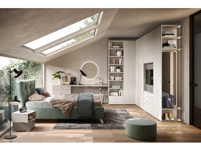 Chambre adulte avec dressing d’angle et bureau PERSONNALISABLE Y101 - MORETTI COMPACT