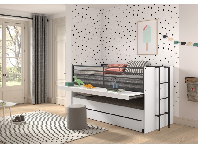 Lit compact 3 couchages LIVIO avec bureau - SONUIT