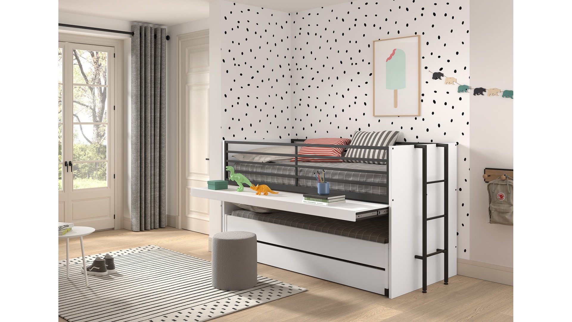 Lit compact 3 couchages LIVIO avec bureau - SONUIT