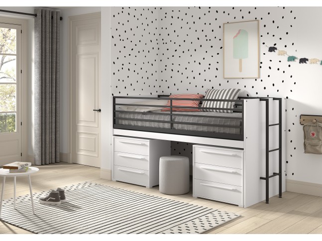 Lit compact LIVIO 2 commodes + bureau - SONUIT