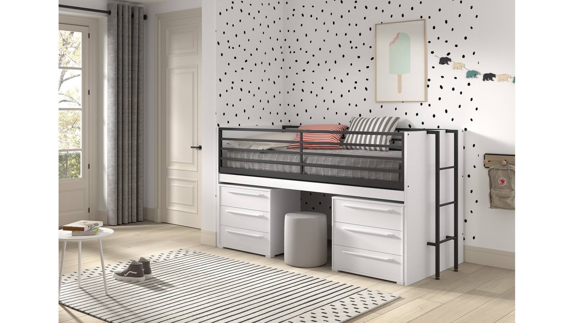 Lit compact LIVIO 2 commodes + bureau - SONUIT