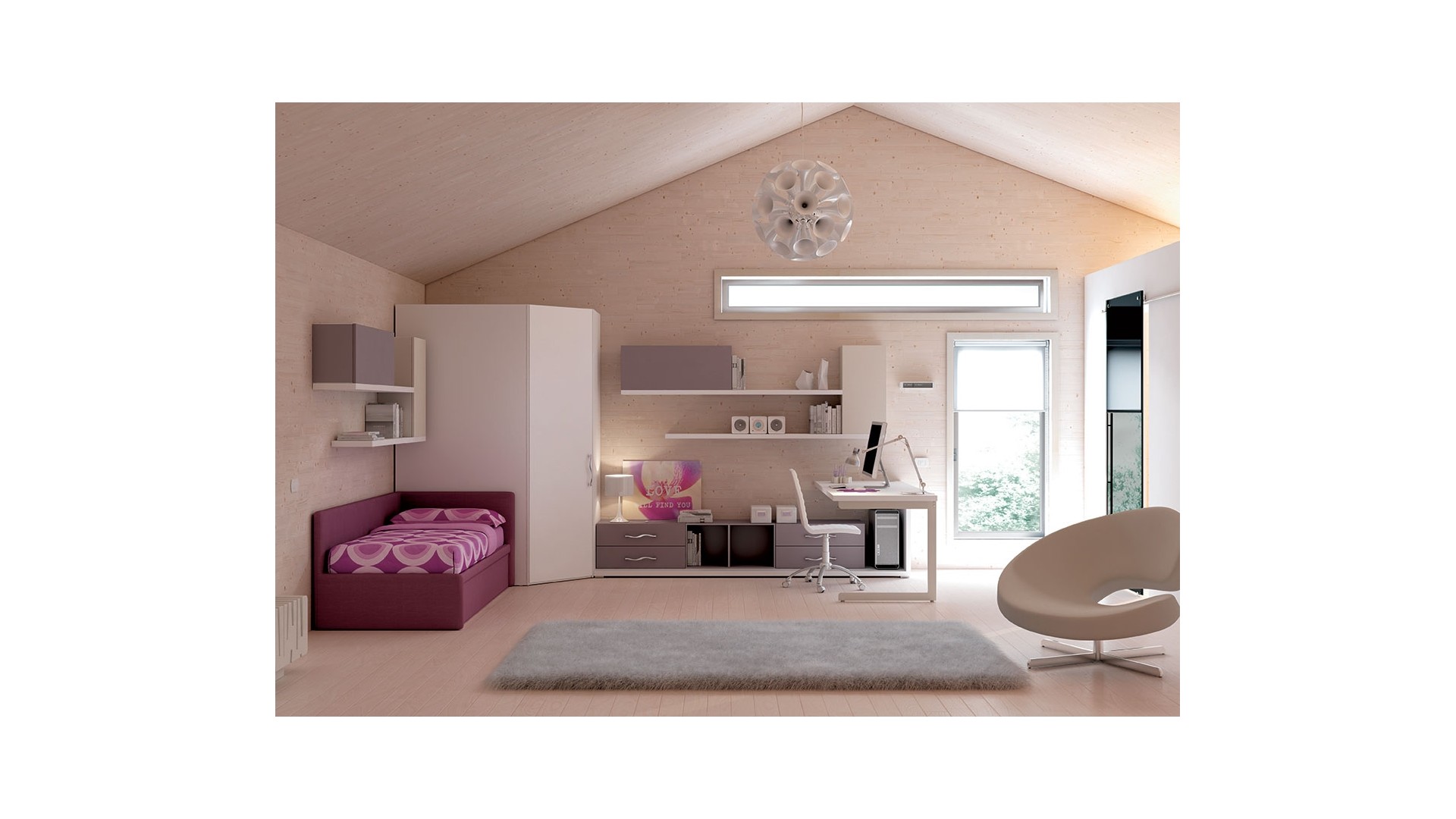 Chambre enfant PERSONNALISABLE YC18 lit canapé - MORETTI COMPACT
