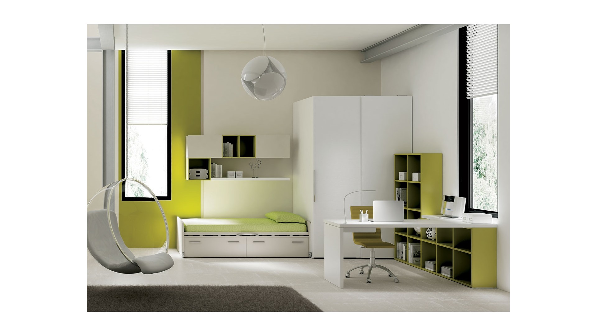 Chambre ado PERSONNALISABLE YC22 lit avec rangement - MORETTI COMPACT