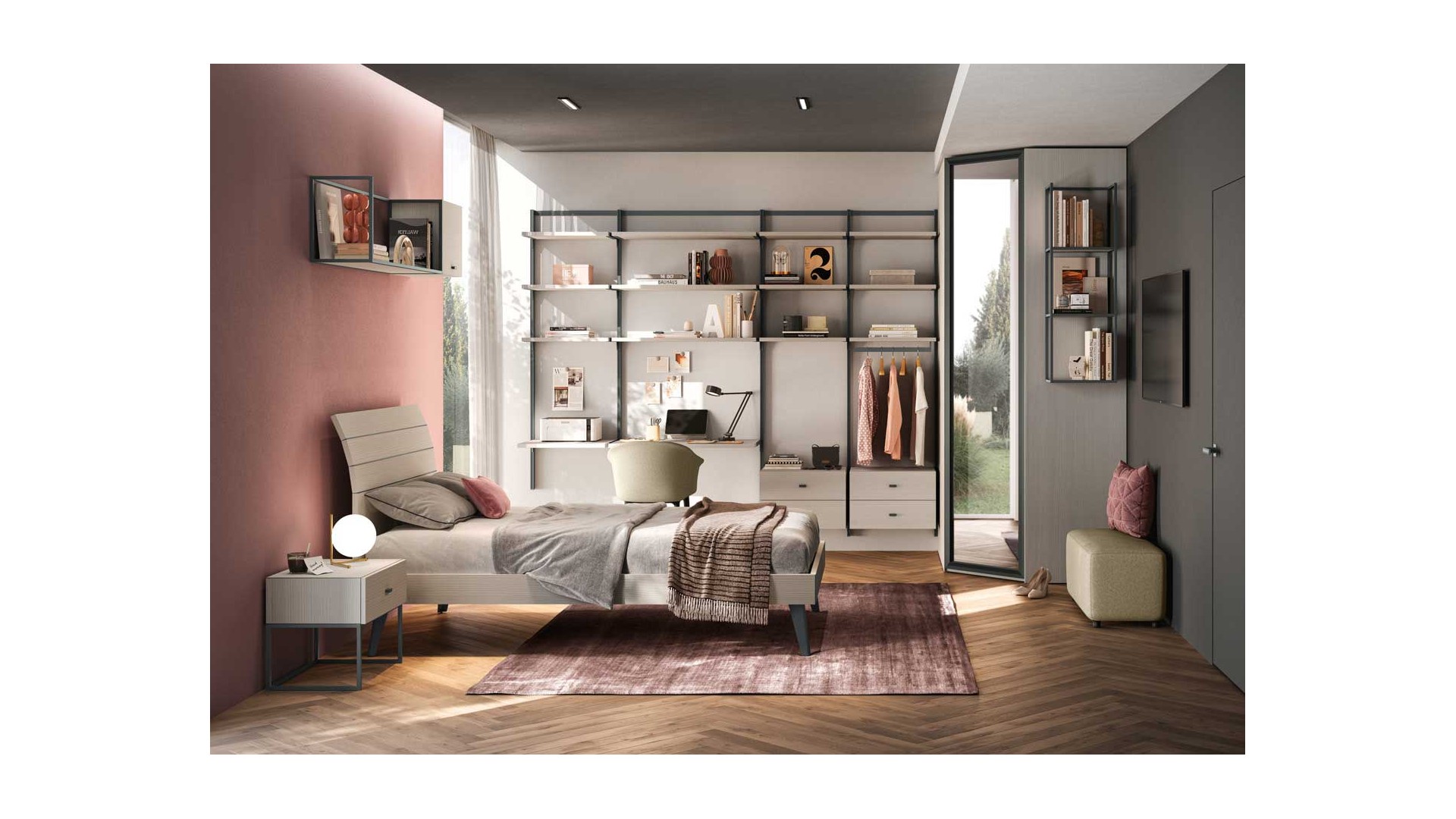 Chambre ado avec dressing PERSONNALISABLE Y105 - MORETTI COMPACT
